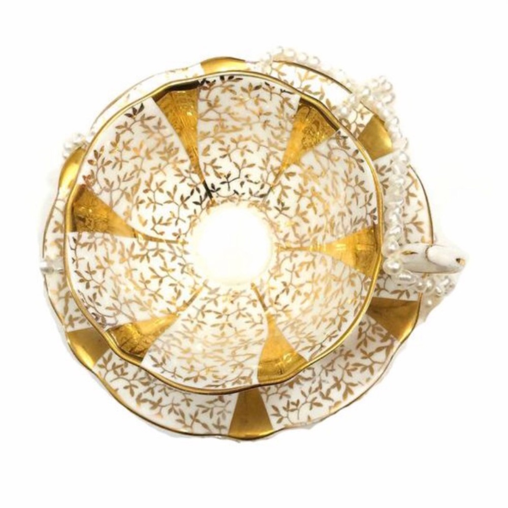 2 Sets of  Queen Anne Tea Cup & Saucer w/Gold Lace, ⭐️⭐️⭐️